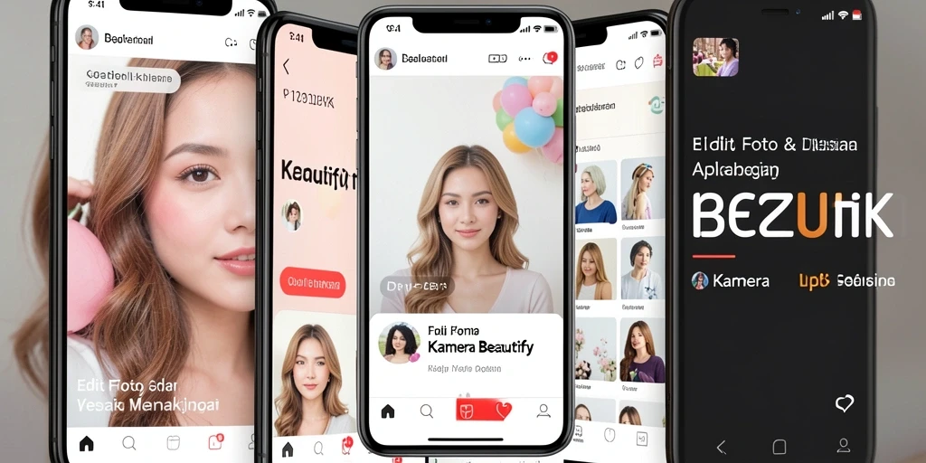 Antarmuka aplikasi 33ZK dengan fitur Kamera Beautify yang lengkap.