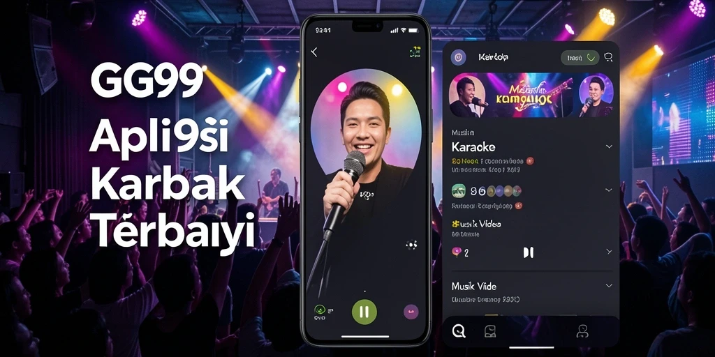 Tampilan antarmuka aplikasi GG99 dengan fungsi Karaoke yang menarik.
