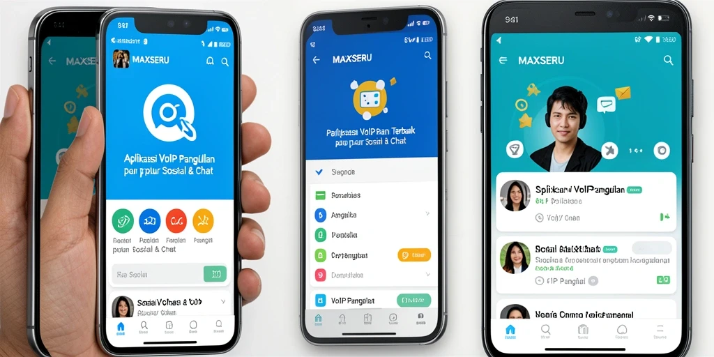 Antarmuka aplikasi MAXSERU untuk panggilan VoIP yang intuitif dan mudah digunakan.