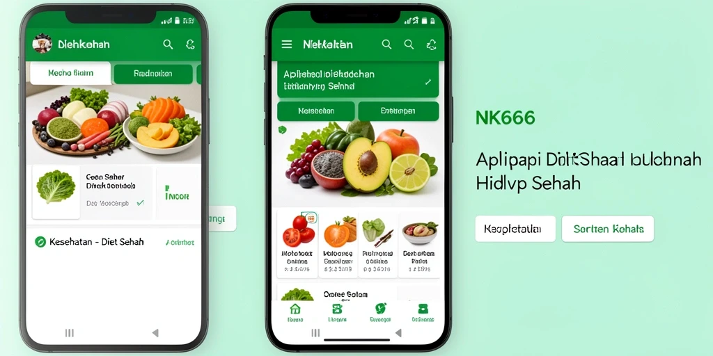 Antarmuka utama aplikasi NK666 untuk Diet Sehat dan pelacakan kalori.