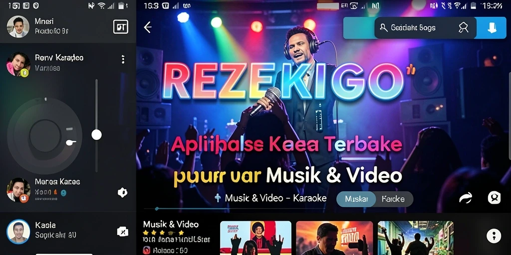 Tampilan antarmuka aplikasi REZEKIGO yang intuitif dan menarik untuk Karaoke.