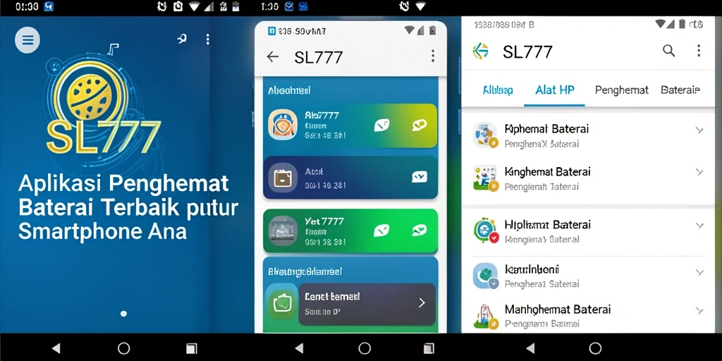 Tampilan antarmuka aplikasi SL777 untuk penghemat baterai yang efektif.